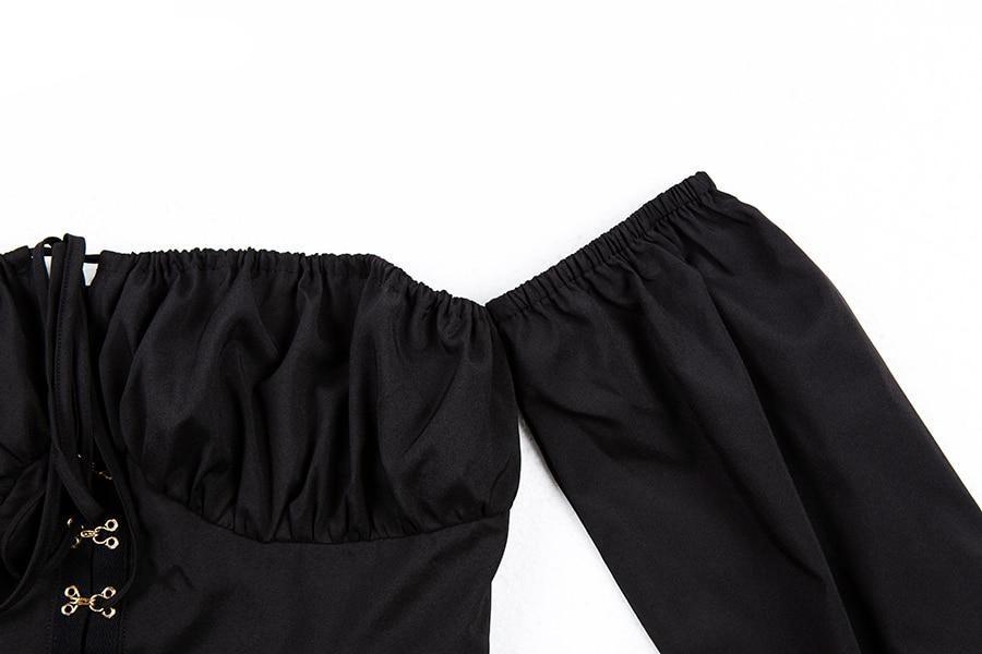 Elegant Off Shoulder Women Tops in Alternative Fashion / Full sleeve Top in Black and White colors