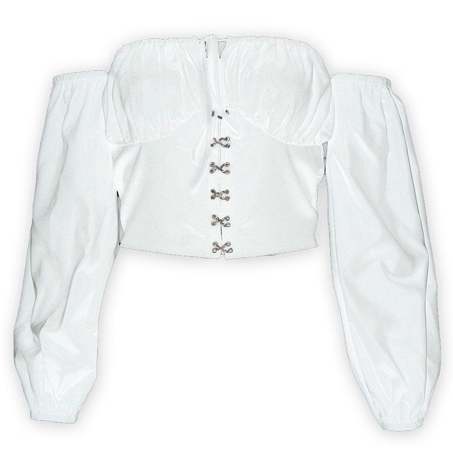 Elegant Off Shoulder Women Tops in Alternative Fashion / Full sleeve Top in Black and White colors