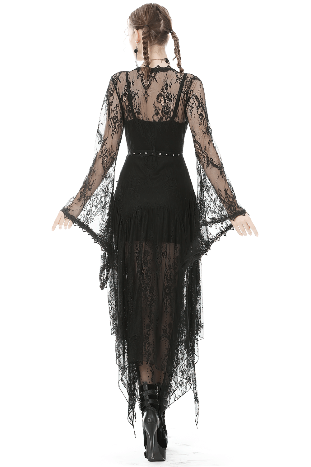 Elegant Sexy Flare Sleeves Long Lace Cape for Women