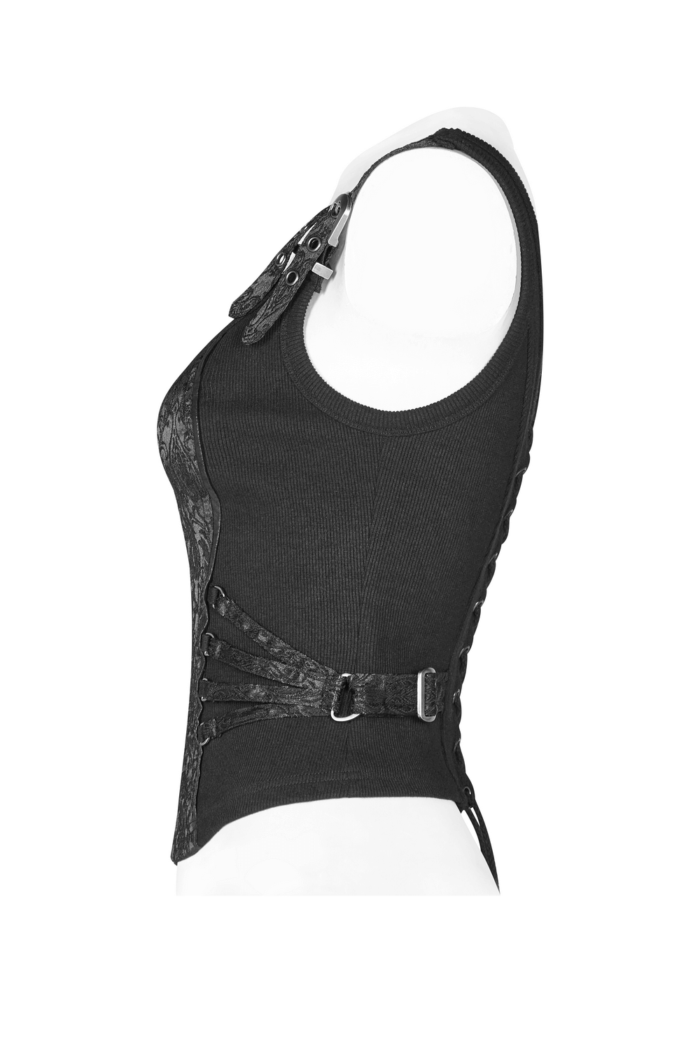 Elegant Steampunk Jacquard Waistcoat with Zipper