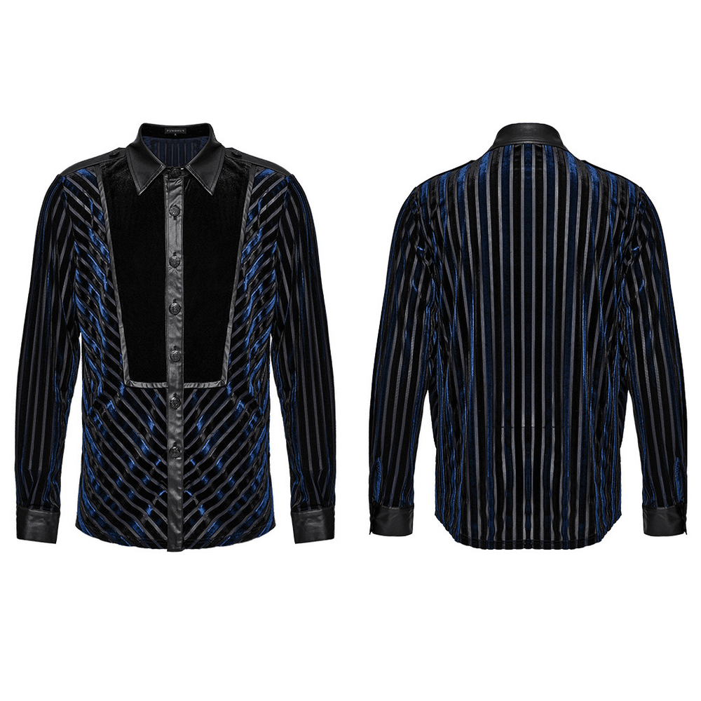 Elegant Striped Velvet and Rubberized Men's Shirt