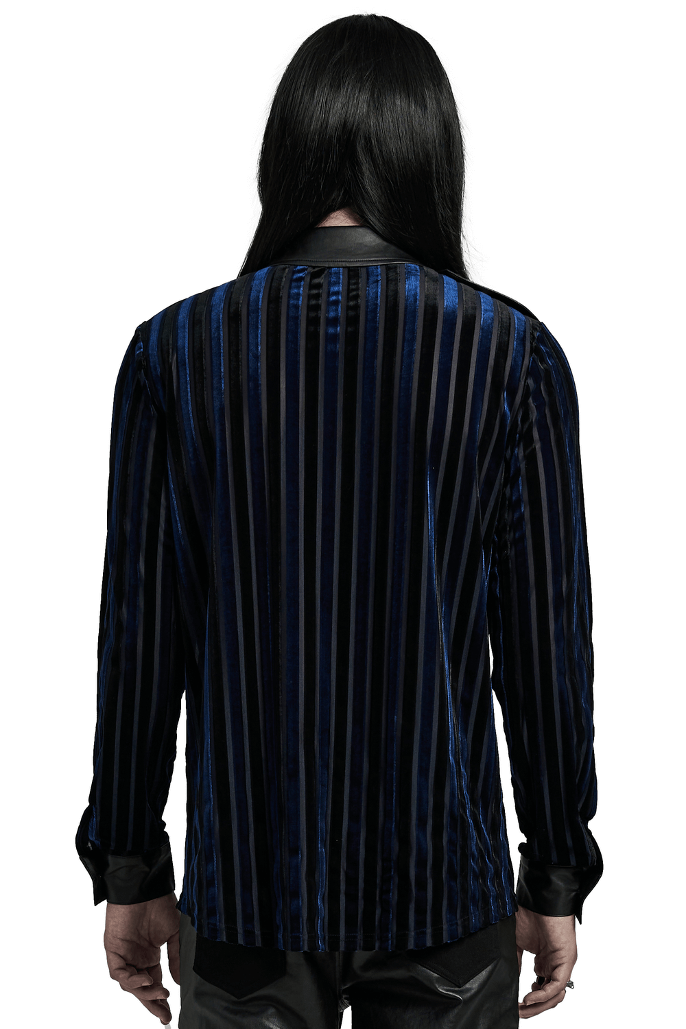 Elegant Striped Velvet and Rubberized Men's Shirt
