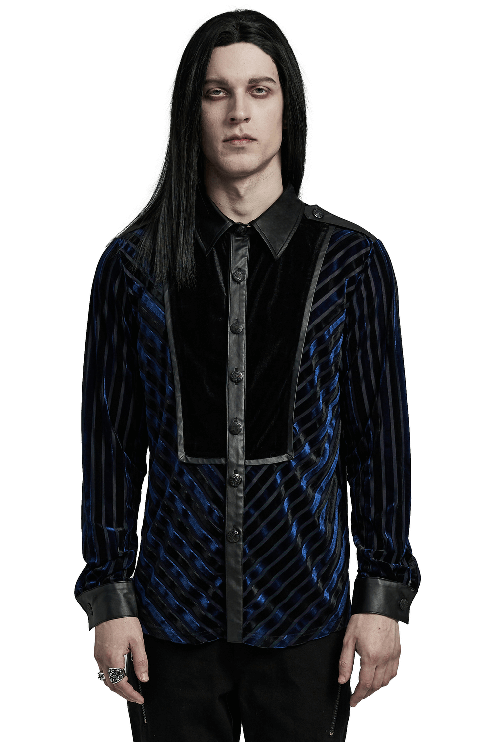 Elegant Striped Velvet and Rubberized Men's Shirt