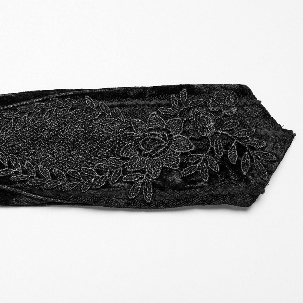 Elegant Velvet Embroidered Arm Gloves for Women
