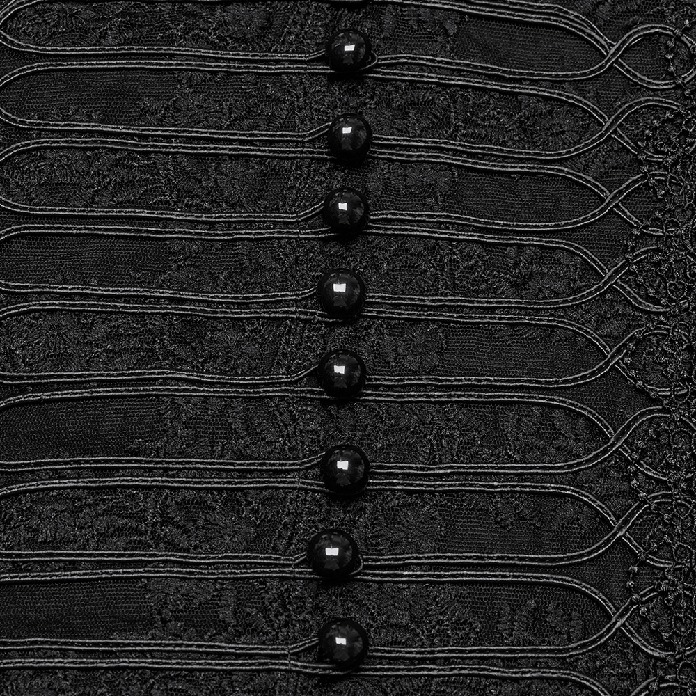 Elegant Victorian Black Lace Chiffon Corset Blouse