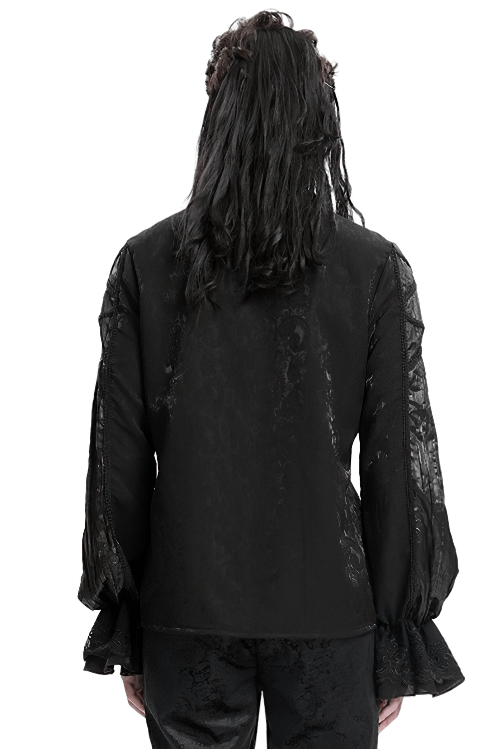 Elegant Victorian Gothic Black Lace Shirt for Men