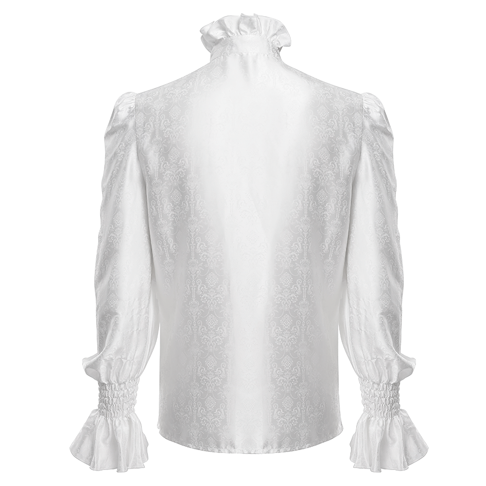 Elegant Victorian Gothic Ruffled Long Sleeve White Shirt