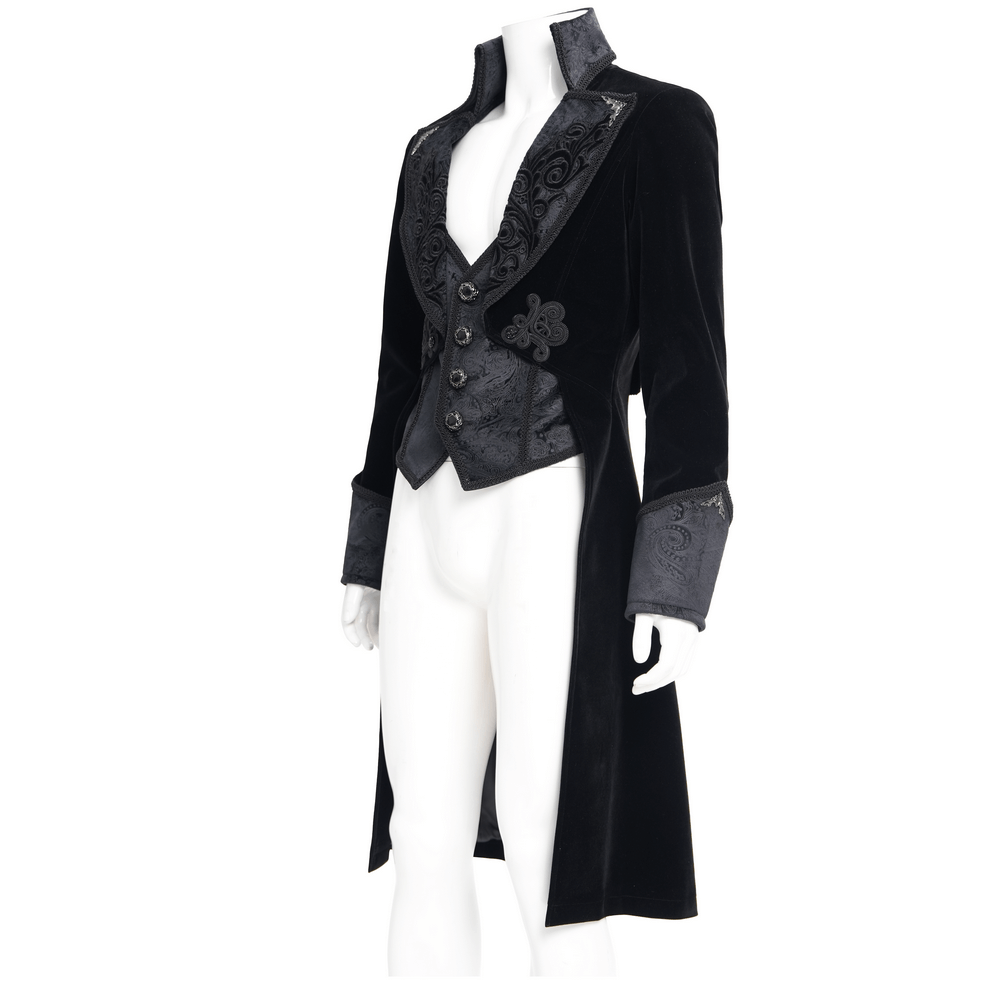Elegant Victorian Tailcoat with Embroidered Lapels