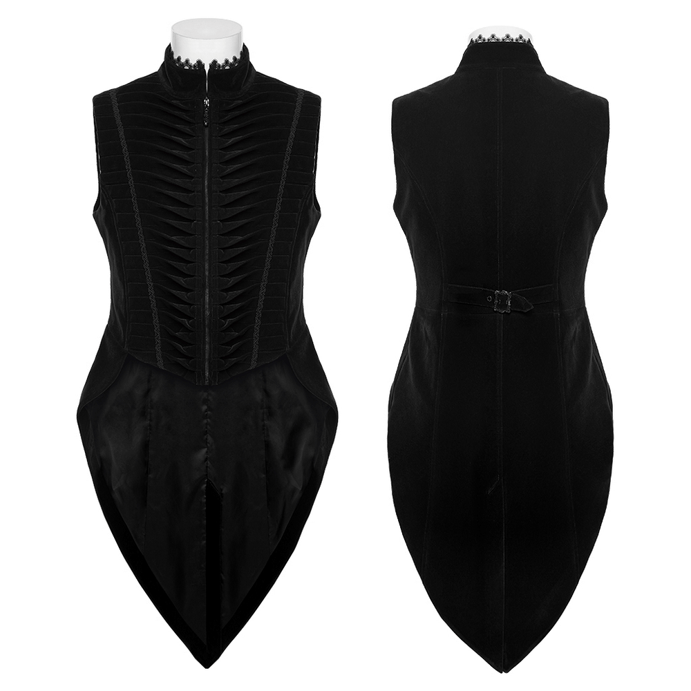 Elegant Waistcoat with Tailcoat Hem and Structured Pleats