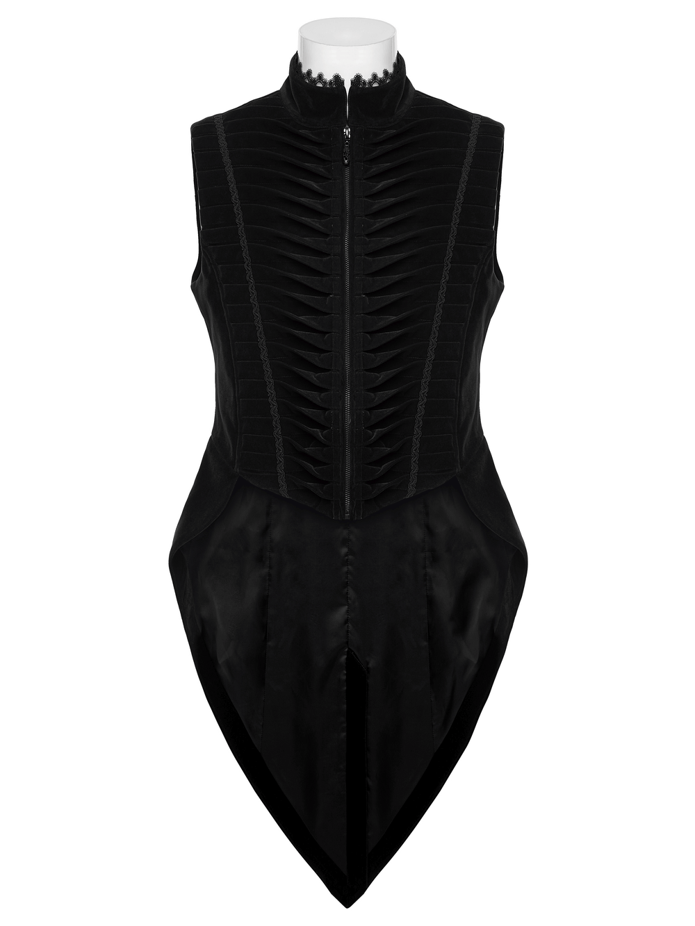 Elegant Waistcoat with Tailcoat Hem and Structured Pleats