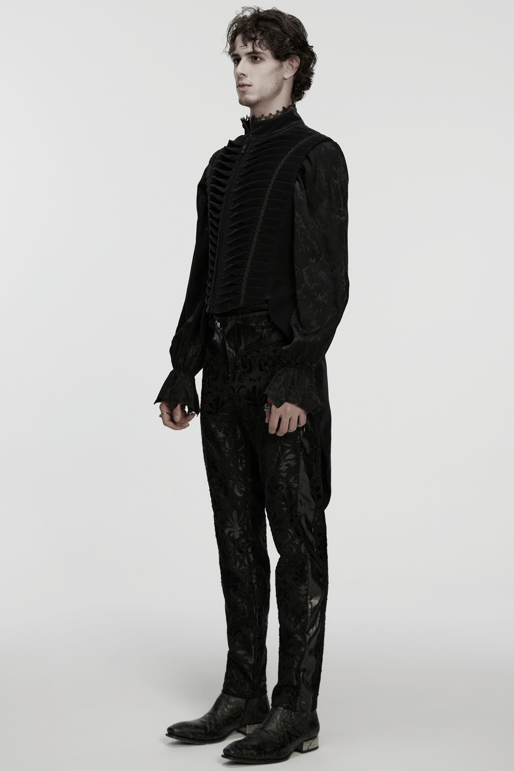 Elegant Waistcoat with Tailcoat Hem and Structured Pleats