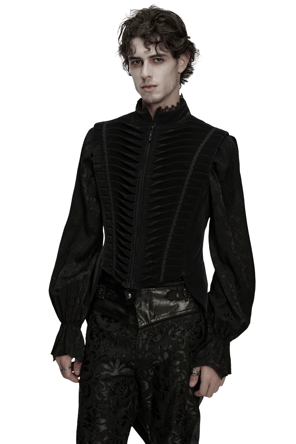 Elegant Waistcoat with Tailcoat Hem and Structured Pleats