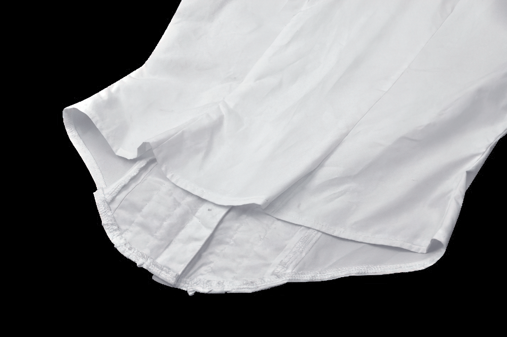 Elegant White Ruffled Blouse with Button Detailing