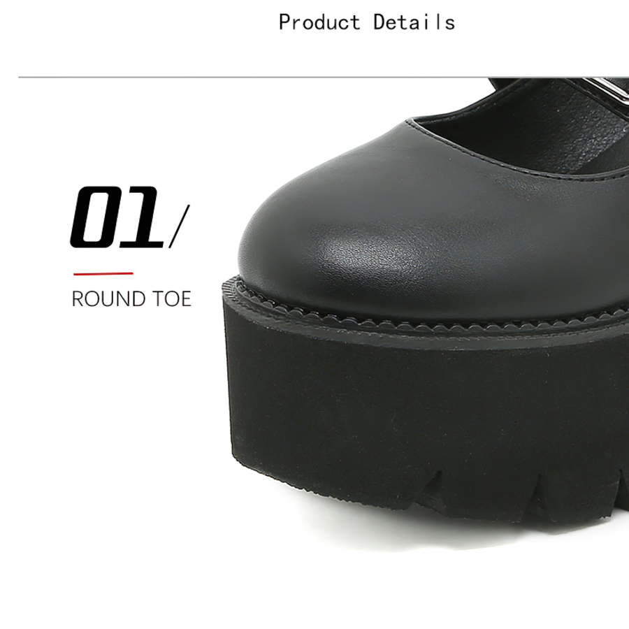 Elegant Women's Lolita Shoes / Black Lolita Mary Jane Shoes / Aesthetic PU Leather Shoes For Girl