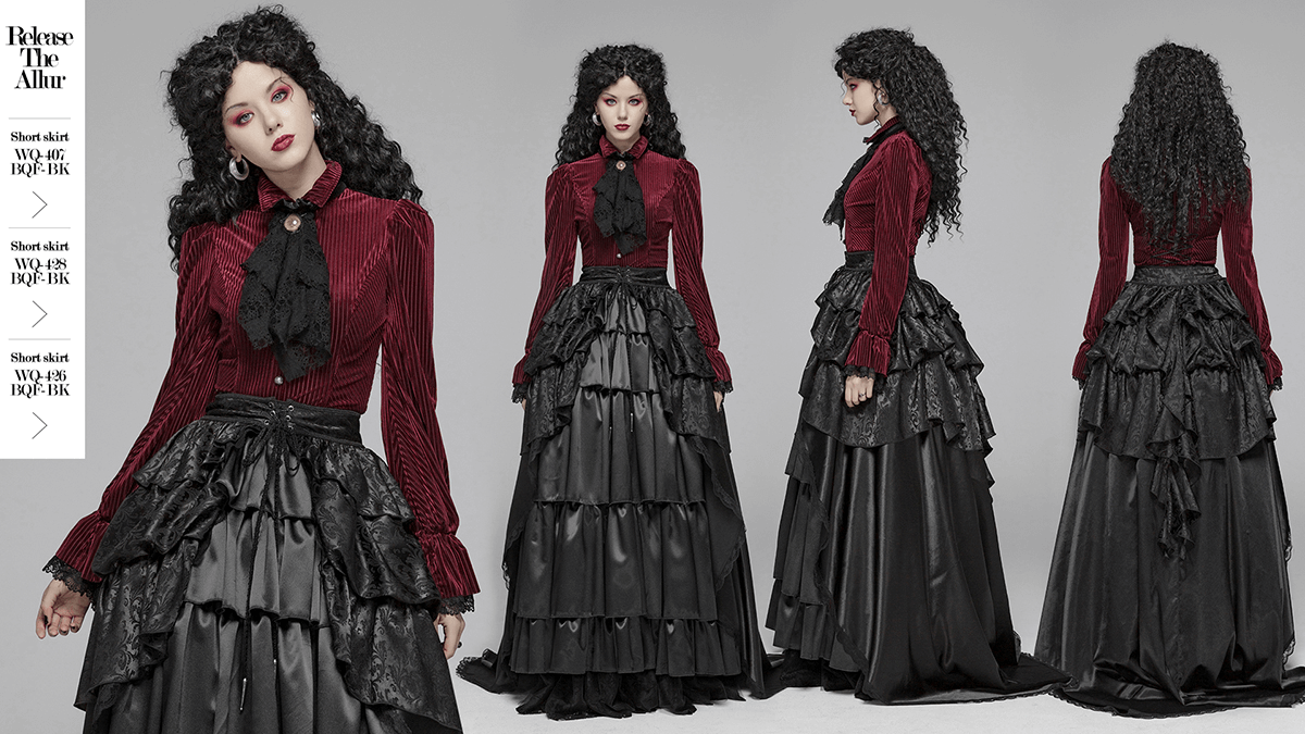 Elegant Women's Striped Velvet Corset Shirt in Gothic Style