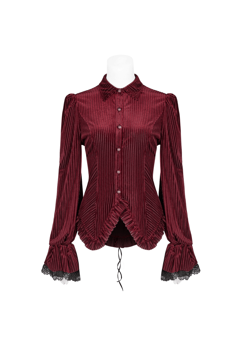 Elegant Women's Striped Velvet Corset Shirt in Gothic Style