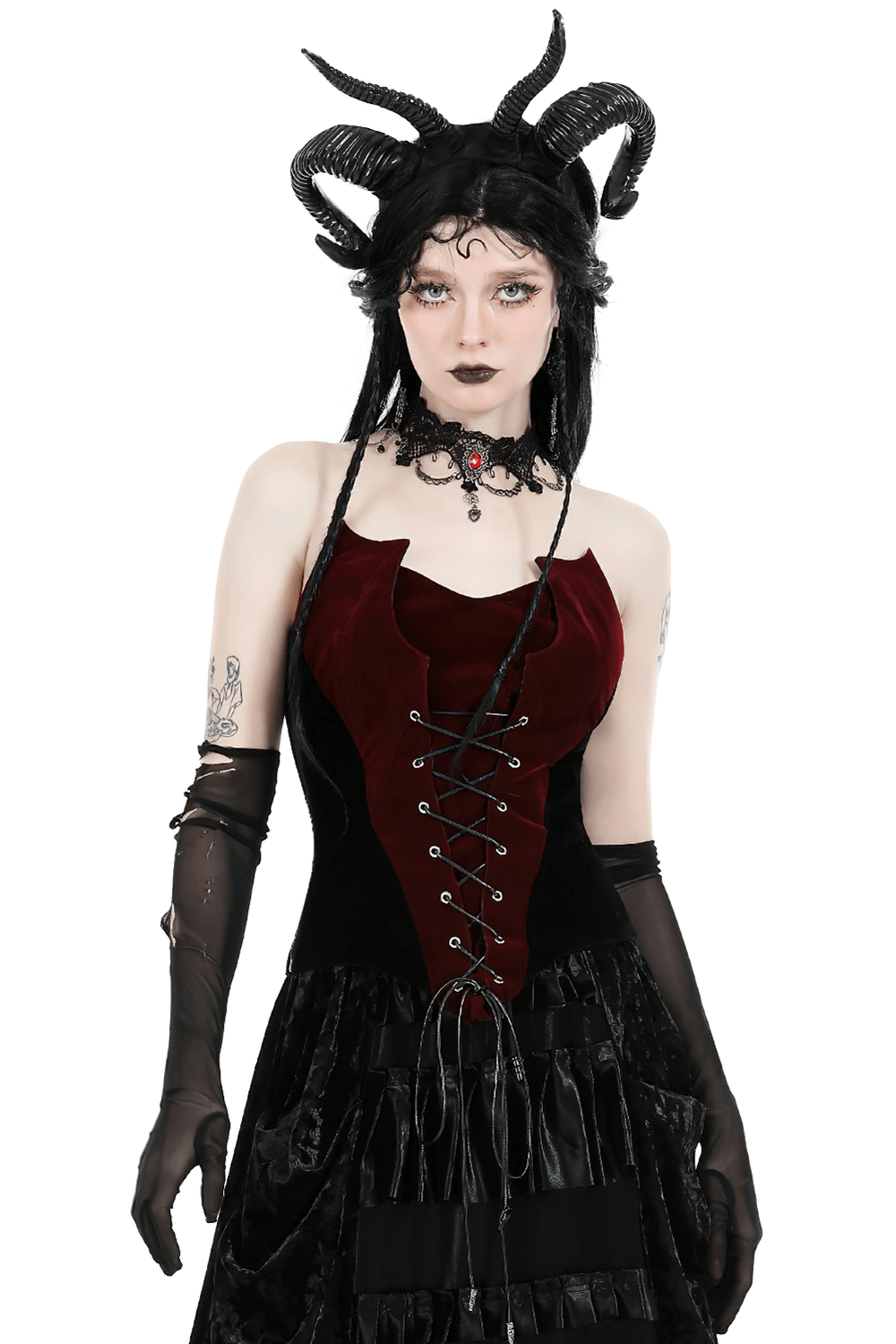 Elegant Women's Velvet Corset with Lace Up Front