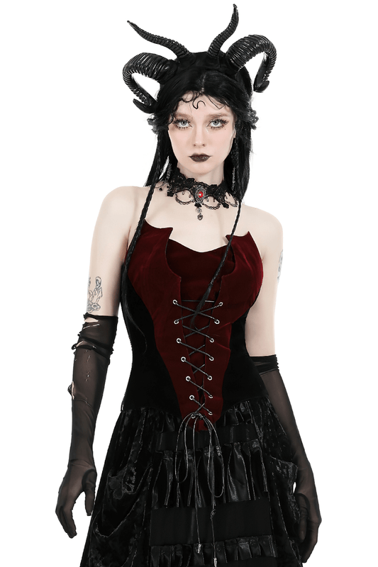 Elegant Women's Velvet Corset with Lace Up Front