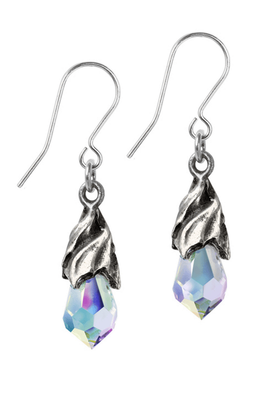 Empyrean Tear Earrings - Clear Aurora Austrian Crystal