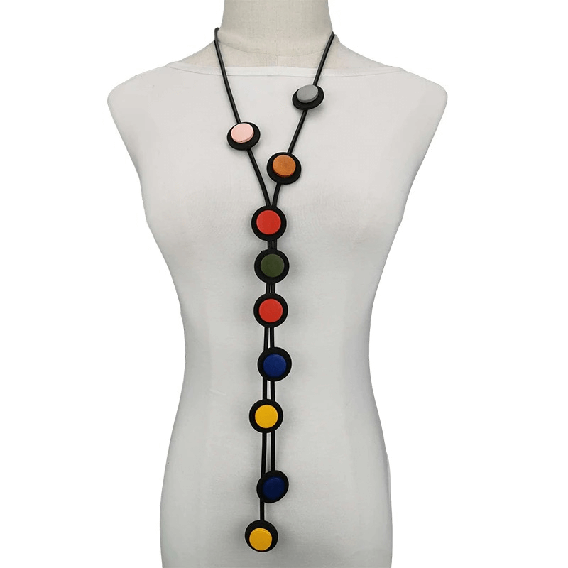 Ethnic Long Pendant Necklaces For Women / Gothic Rubber Handmade Necklaces