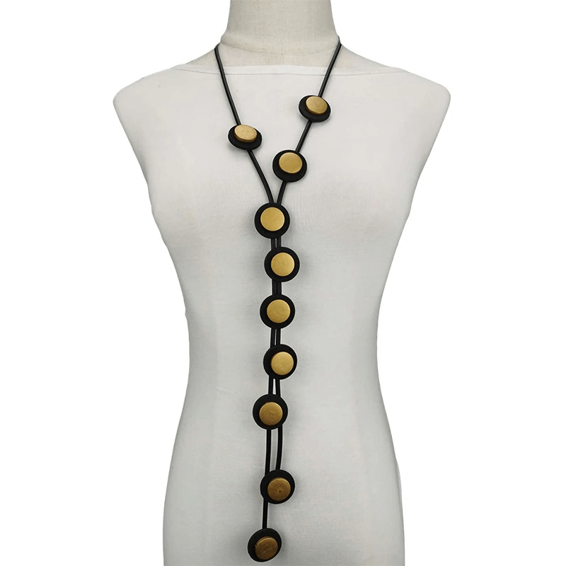 Ethnic Long Pendant Necklaces For Women / Gothic Rubber Handmade Necklaces
