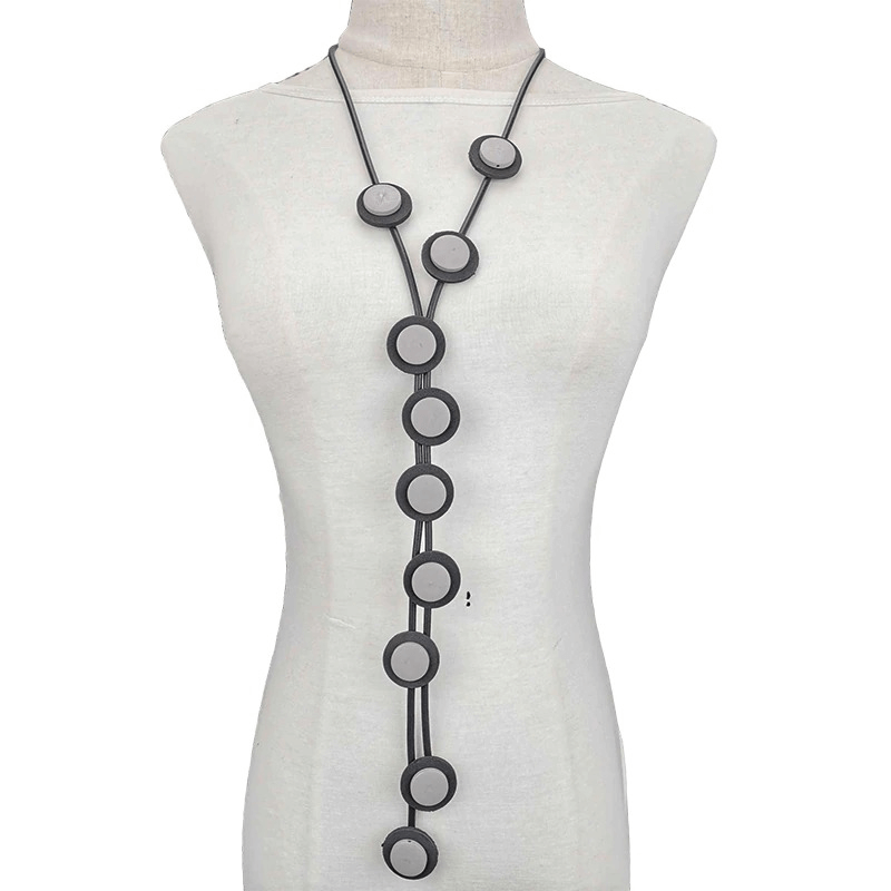 Ethnic Long Pendant Necklaces For Women / Gothic Rubber Handmade Necklaces