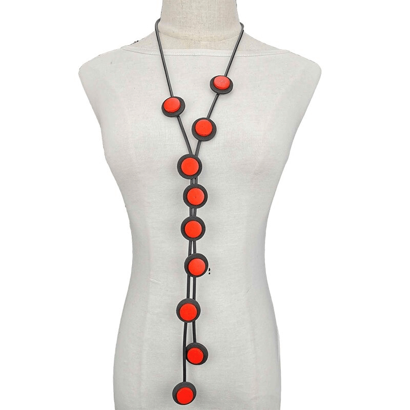 Ethnic Long Pendant Necklaces For Women / Gothic Rubber Handmade Necklaces