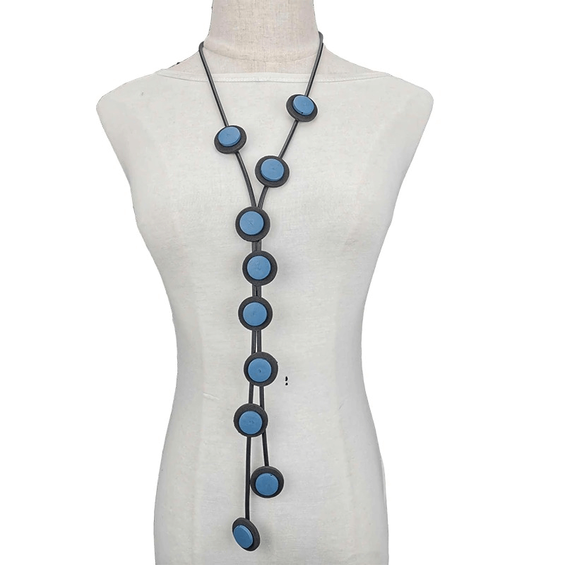 Ethnic Long Pendant Necklaces For Women / Gothic Rubber Handmade Necklaces