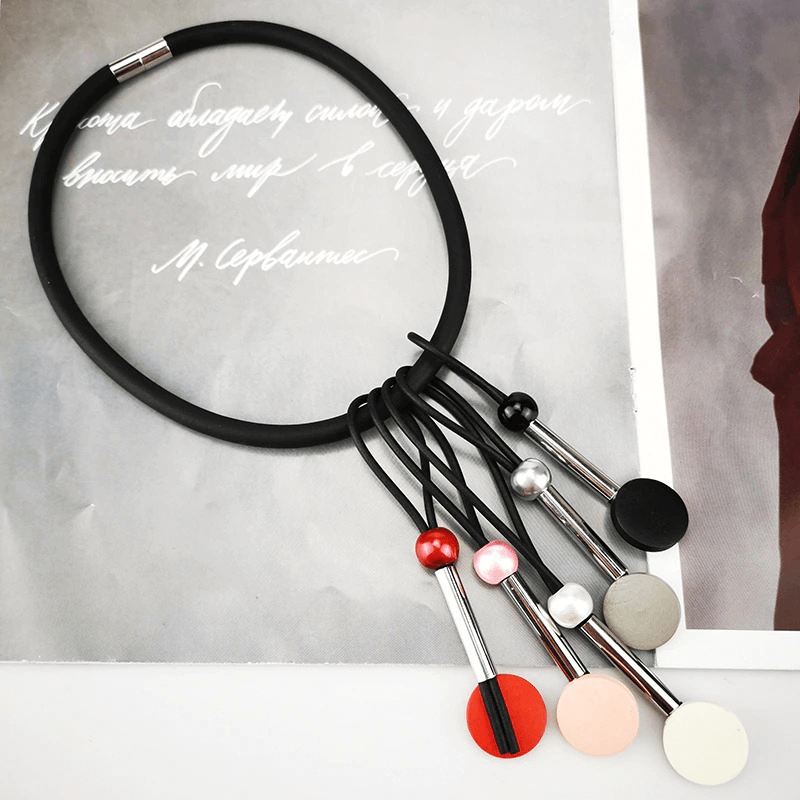 Ethnic Necklaces For Women with Multicolor Beads / Handmade Elasticity Silicone Choker