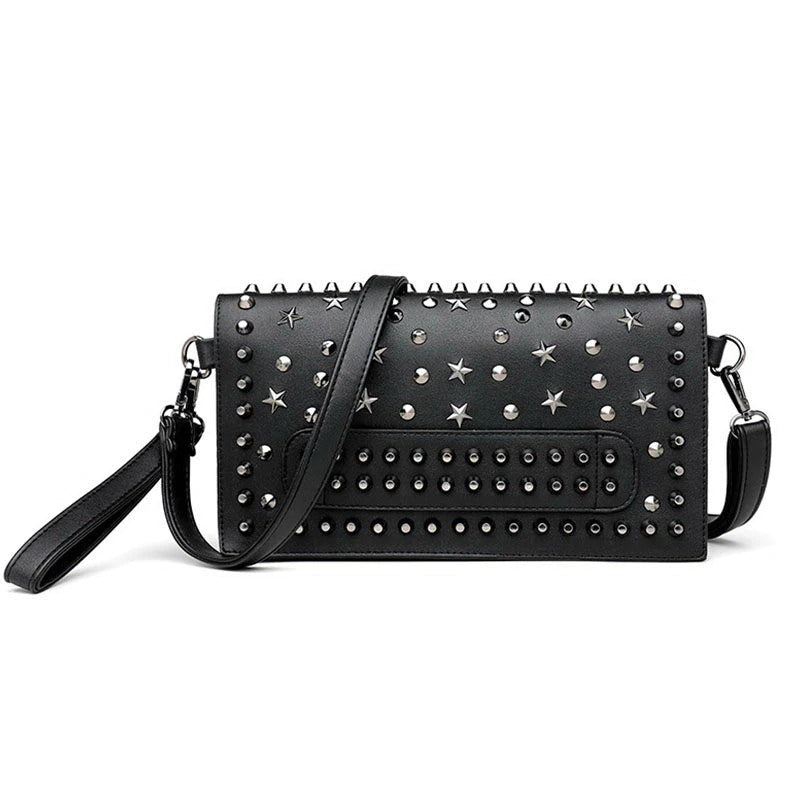 Evening Clutch Women's Bag in Rock Style / Rivet Star Female Shoulder Bag / Classic Crossbody Purse