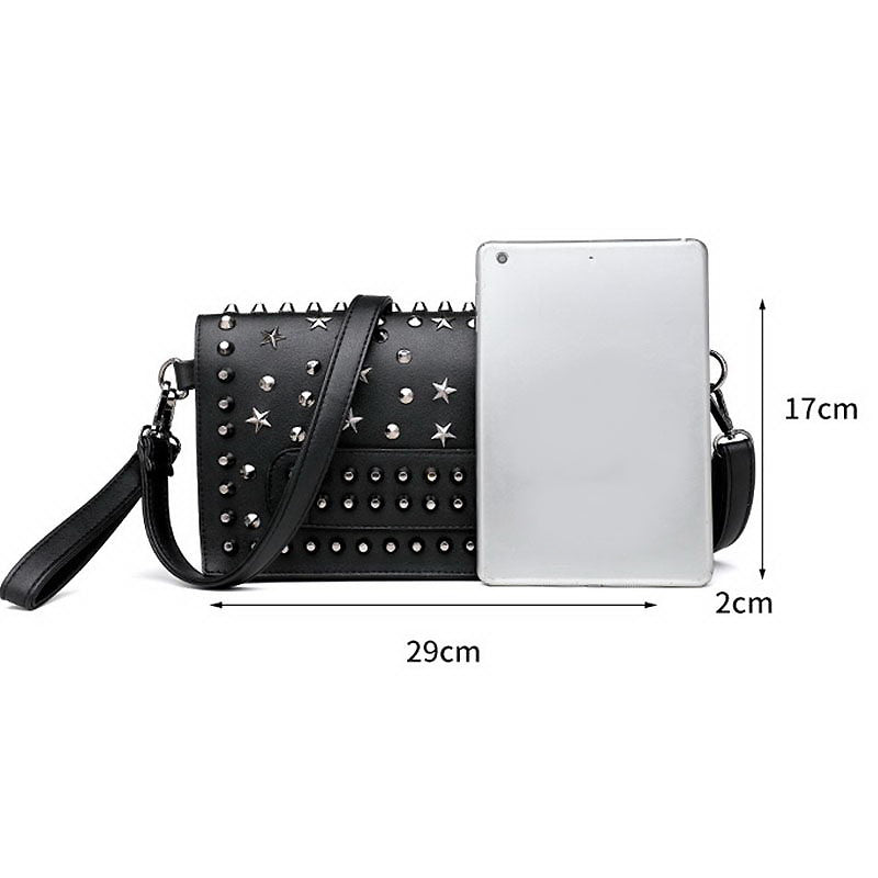 Evening Clutch Women's Bag in Rock Style / Rivet Star Female Shoulder Bag / Classic Crossbody Purse