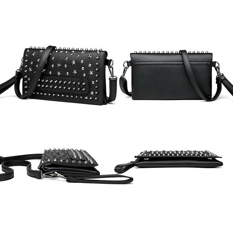 Evening Clutch Women's Bag in Rock Style / Rivet Star Female Shoulder Bag / Classic Crossbody Purse