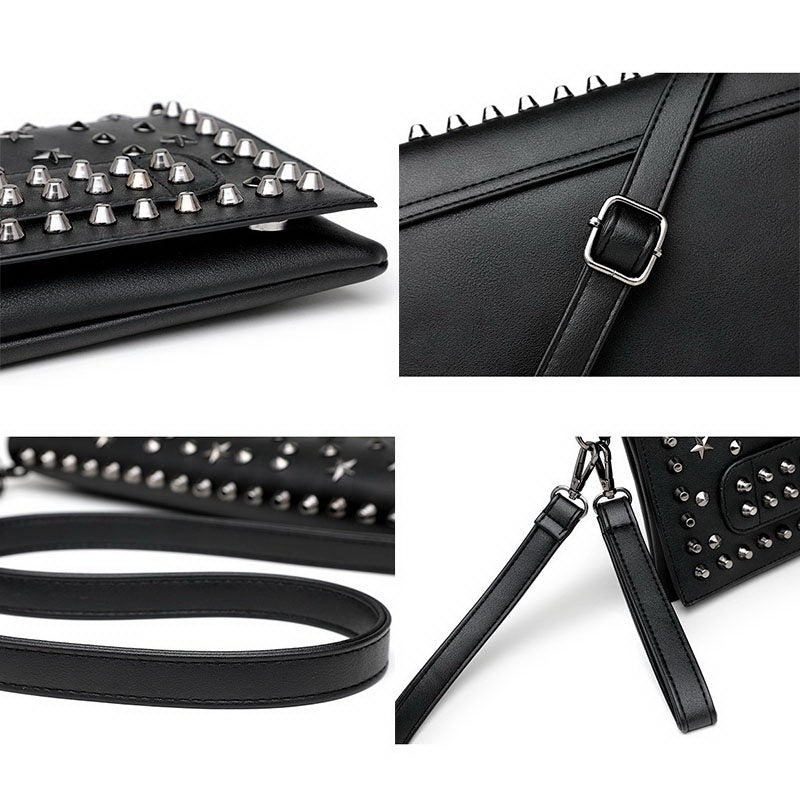 Evening Clutch Women's Bag in Rock Style / Rivet Star Female Shoulder Bag / Classic Crossbody Purse