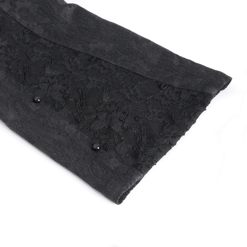 Exquisite Black Floral Embroidered Trousers with Lace