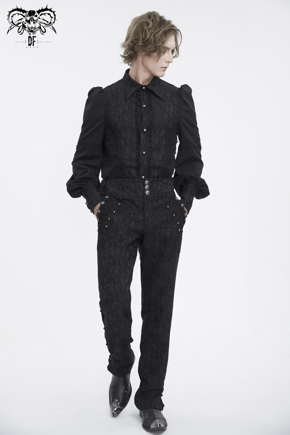 Exquisite Black Floral Embroidered Trousers with Lace