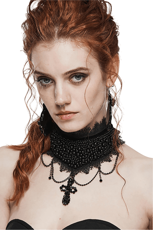 Exquisite Gothic Choker with Intricate Beadwork