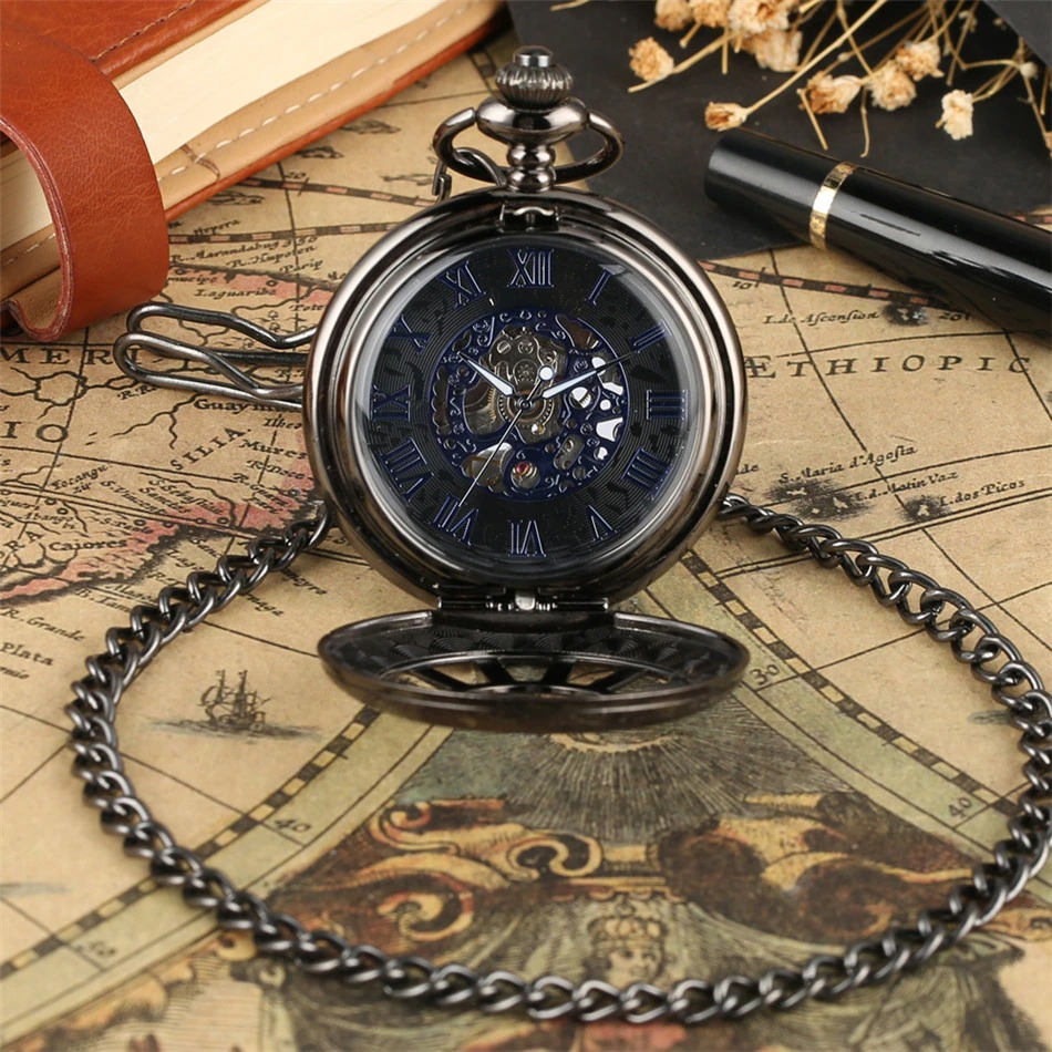 Exquisite Male Retro Clock with Chain / Antique Mechanical Pocket Watch of Three Colors