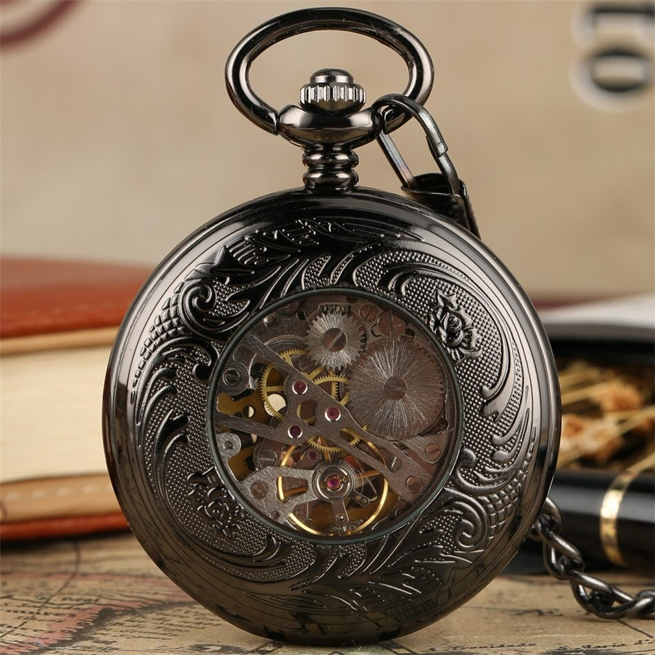 Exquisite Male Retro Clock with Chain / Antique Mechanical Pocket Watch of Three Colors