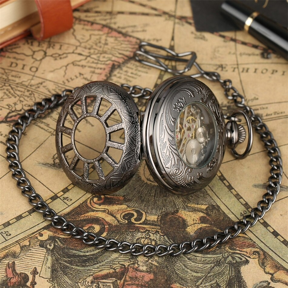 Exquisite Male Retro Clock with Chain / Antique Mechanical Pocket Watch of Three Colors