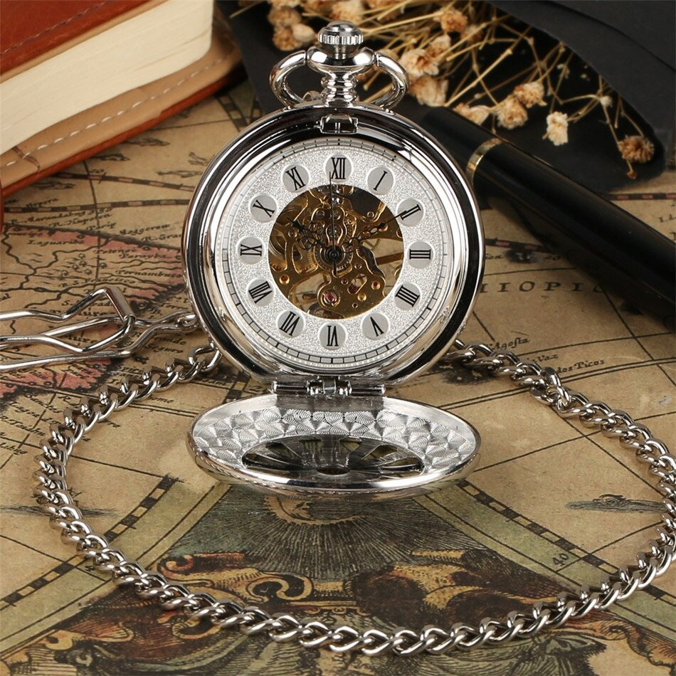 Exquisite Male Retro Clock with Chain / Antique Mechanical Pocket Watch of Three Colors