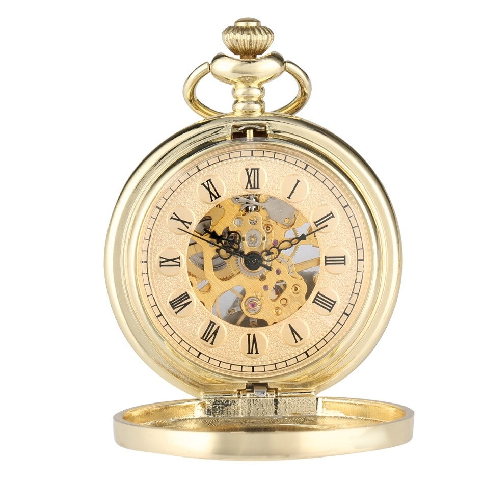 Exquisite Male Retro Clock with Chain / Antique Mechanical Pocket Watch of Three Colors
