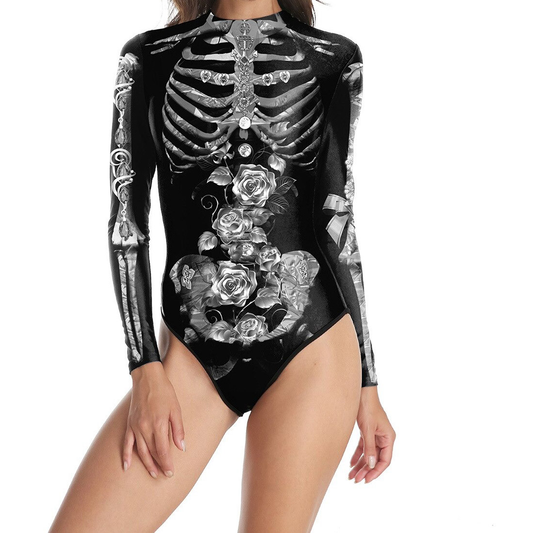 Extraordinary Long Sleeve One Piece Swimsuit with 3D Printed / Sport Swimming Suit for Women