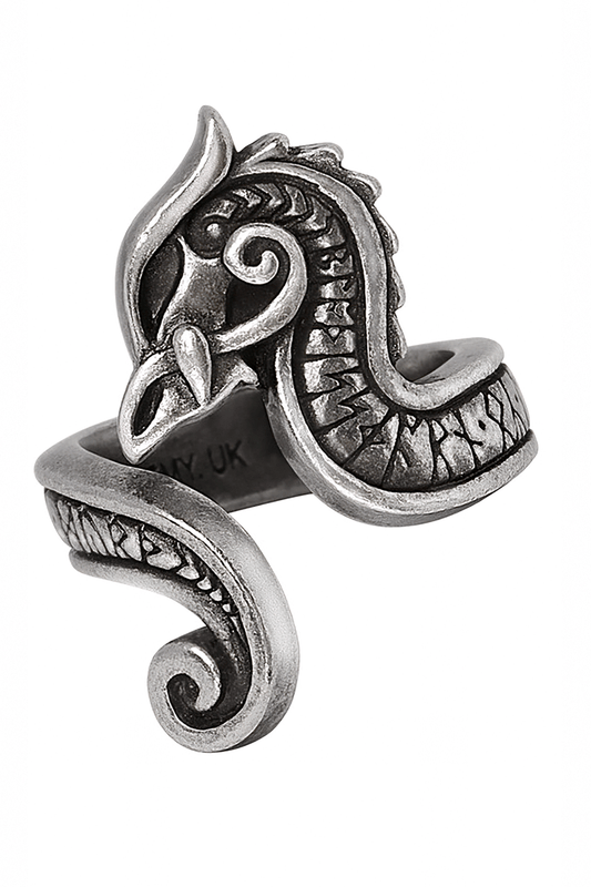 Fafnirok Viking Dragon Ring - Norse-Inspired Pewter Design