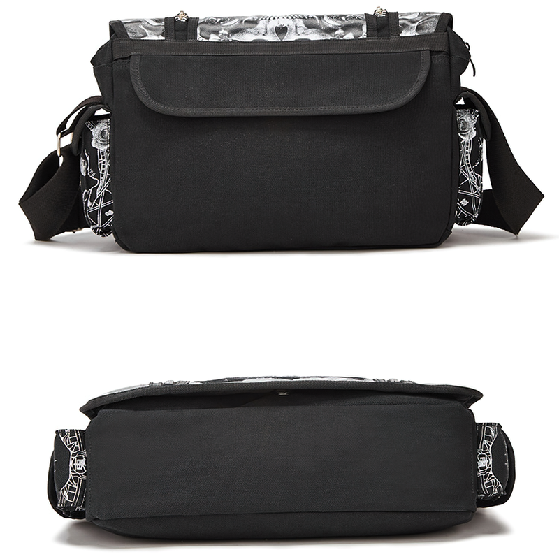 Fashion Black Gothic Shoulder Bag For Women / Brand Rivet Patchwork Handbags