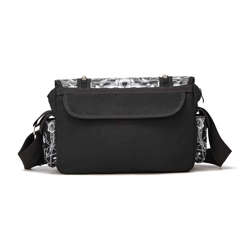 Fashion Black Gothic Shoulder Bag For Women / Brand Rivet Patchwork Handbags