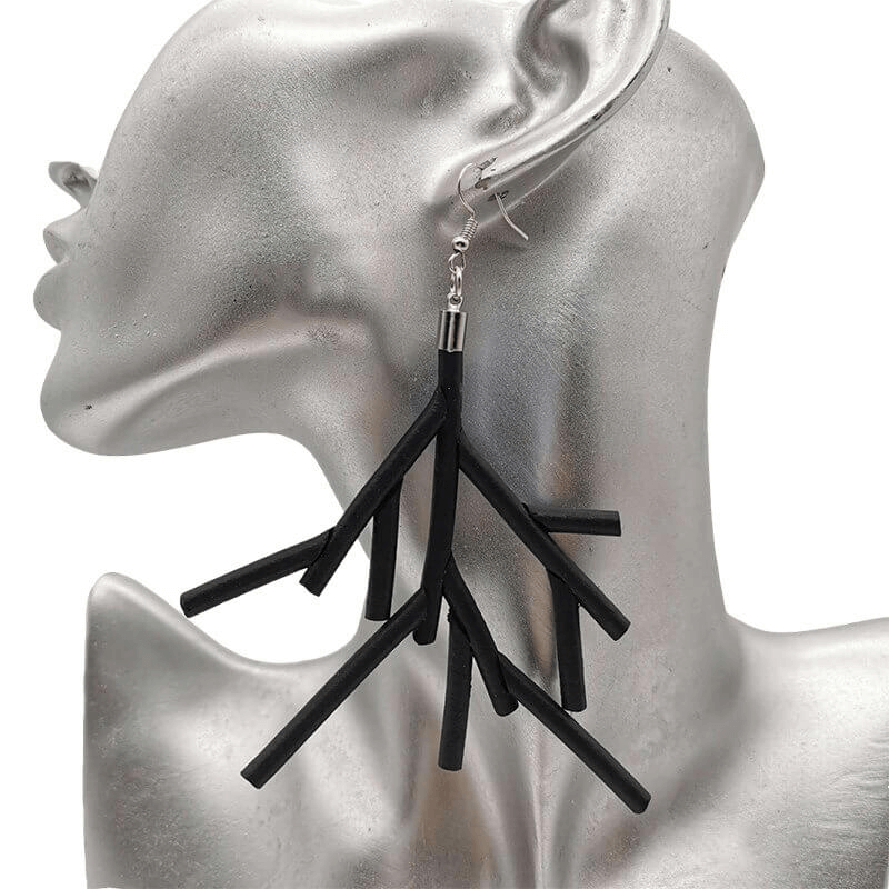 Fashion Black Rubber Earrings / Gothic Jewelry For Women / Handmade Big Accessories