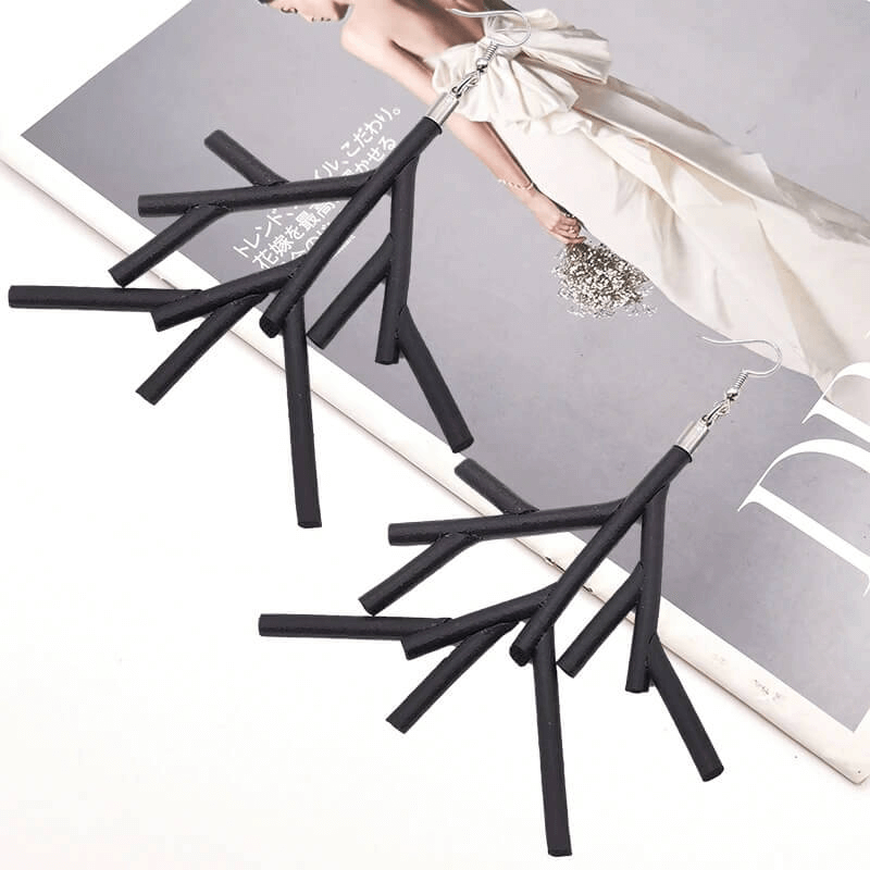 Fashion Black Rubber Earrings / Gothic Jewelry For Women / Handmade Big Accessories