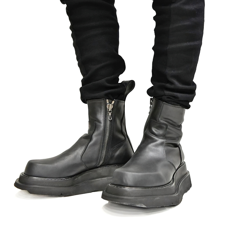 Fashion Boots For Men Of Thick Heel / Warm Fur Boots Of Genuine Leather