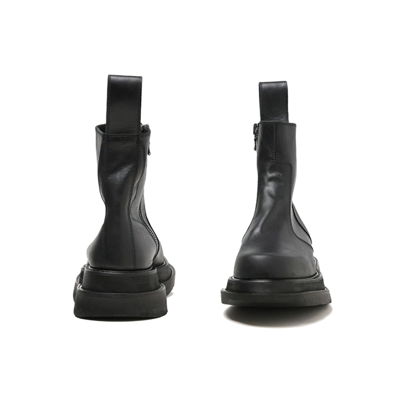 Fashion Boots For Men Of Thick Heel / Warm Fur Boots Of Genuine Leather