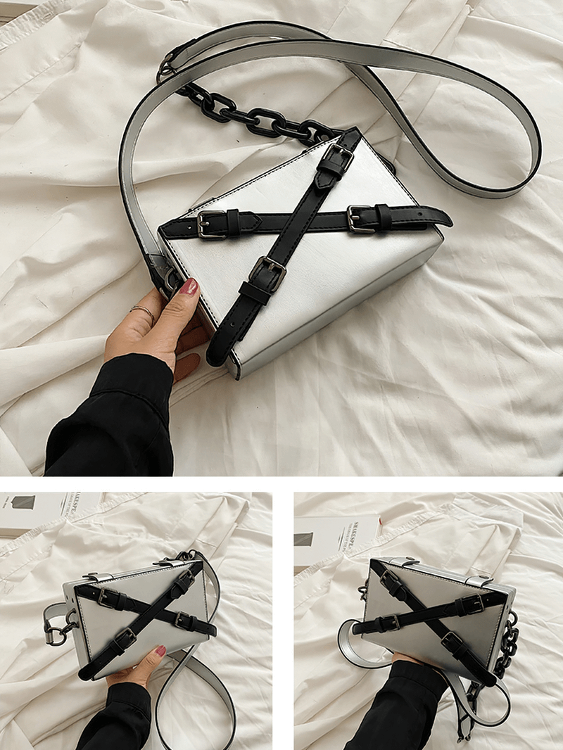 Fashion Box Shape Buckled Bag With Long Strap / Mini Single Shoulder Bag